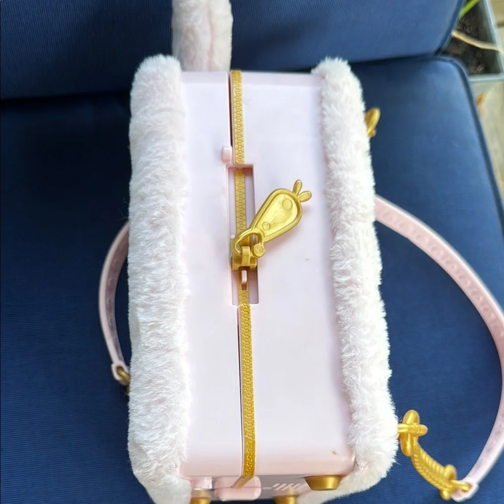 Pink and White Bunny Plush Bag with Kawaii Design
